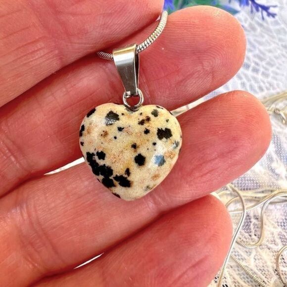 Genuine Gemstone Heart Necklace Your Choice - Picture 5 of 9